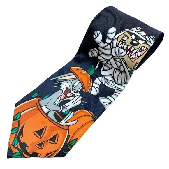 Vintage 90s Looney Tunes Halloween Tie - Picture 1 of 7